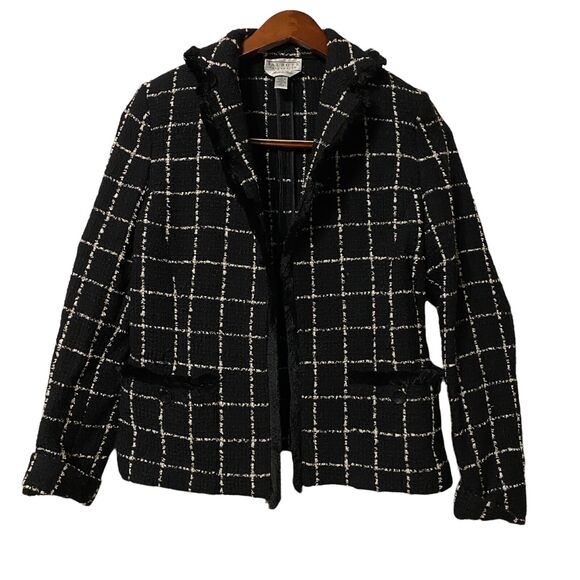 Talbots Collection Blazer Wool Blend Made In Italy Pockets Frayed Raw Hem Size 4 - Picture 1 of 6